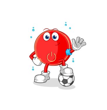 the power button playing soccer illustration. character vecto
