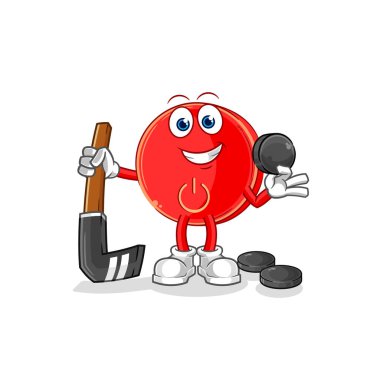 the power button playing hockey vector. cartoon characte