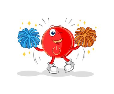 the power button cheerleader cartoon. cartoon mascot vecto