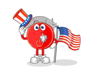the power button uncle sam character. cartoon mascot vecto