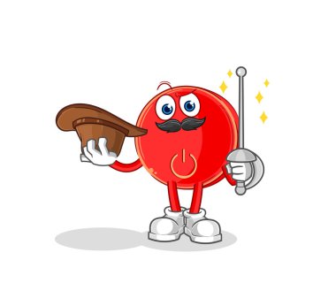 the power button fencer character. cartoon mascot vecto