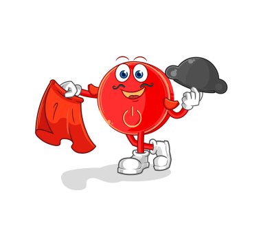 the power button matador with red cloth illustration. character vecto