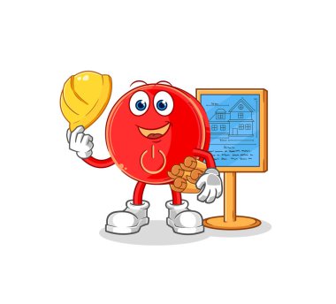the power button Architect illustration. character vecto