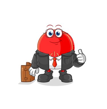 the power button office worker mascot. cartoon vecto
