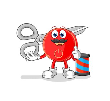 the power button barber cartoon. cartoon mascot vecto