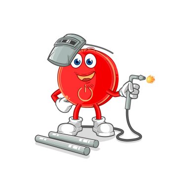 the power button welder mascot. cartoon vecto