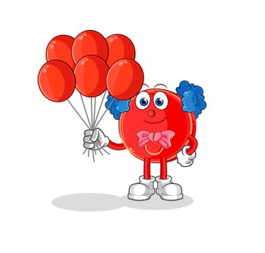the power button clown with balloons vector. cartoon characte