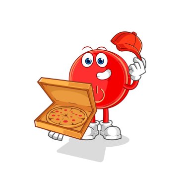 the power button pizza delivery boy vector. cartoon characte