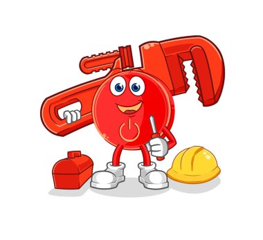 the power button plumber cartoon. cartoon mascot vecto