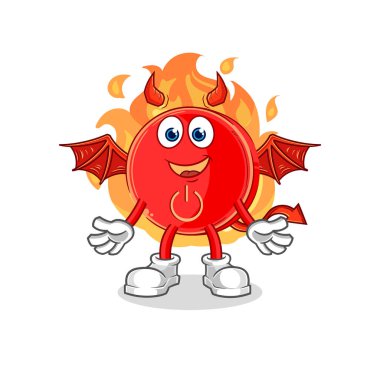the power button demon with wings character. cartoon mascot vecto