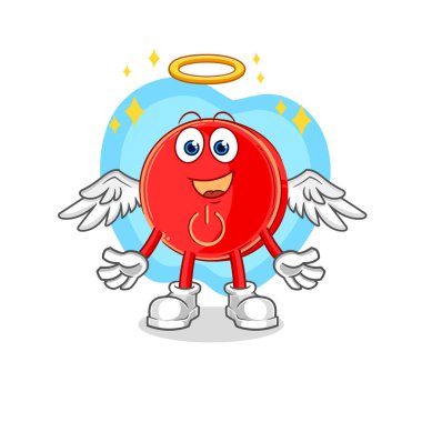 the power button angel with wings vector. cartoon characte