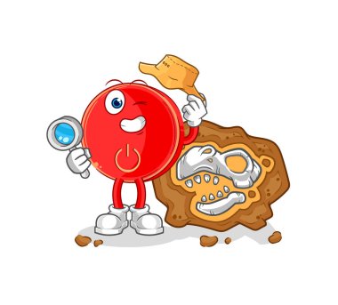 the power button archaeologists with fossils mascot. cartoon vecto