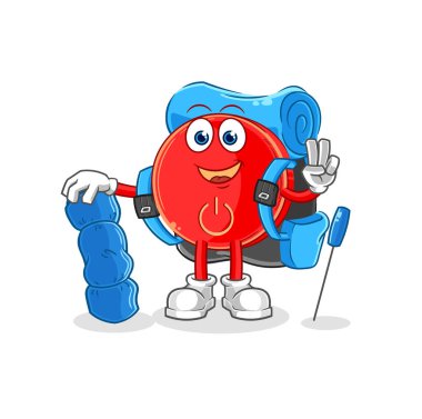 the power button go camping mascot. cartoon vecto