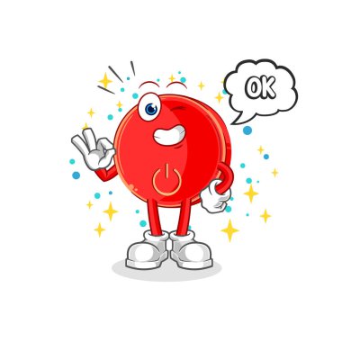 the power button agree mascot. cartoon vecto