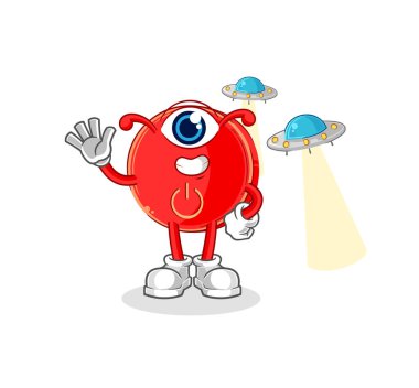 the power button alien cartoon mascot vecto