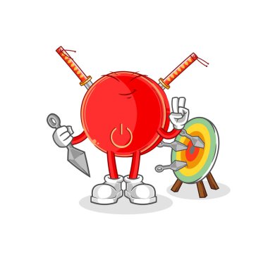 the power button ninja cartoon. character vecto