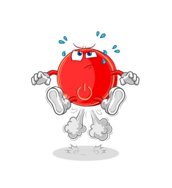 the power button fart jumping illustration. character vecto