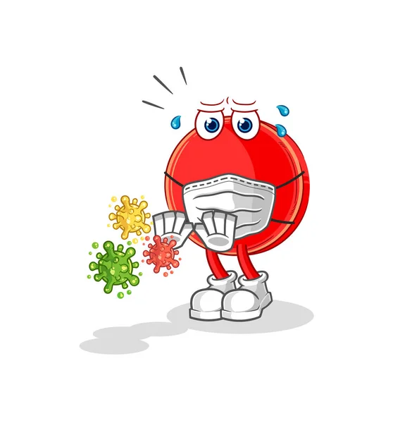 Power Button Refuse Viruses Cartoon Cartoon Mascot Vecto — Stok Vektör