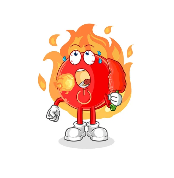 Power Button Eat Hot Chilie Mascot Cartoon Vecto — Stock Vector