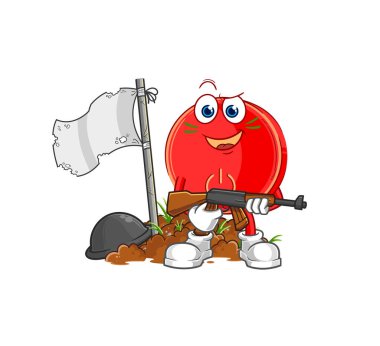 the power button army character. cartoon mascot vecto