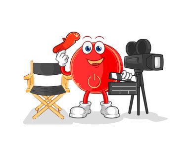 the power button director mascot. cartoon vecto