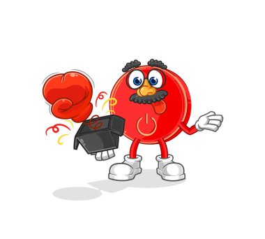 the power button prank glove in the box. cartoon masco