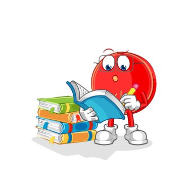 the power button studying mascot. cartoon vecto