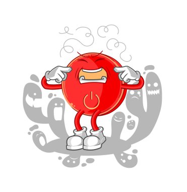 the depressed power button character. cartoon vecto