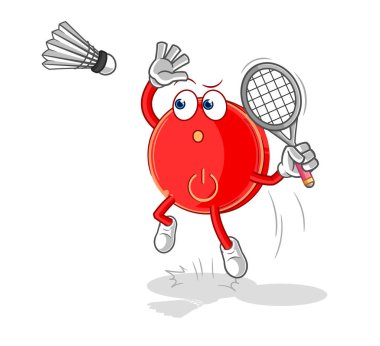 the power button smash at badminton cartoon. cartoon mascot vecto