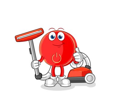 the power button clean with a vacuum . character vecto