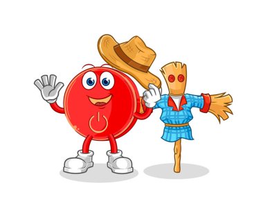 the power button with scarecrows cartoon character vecto