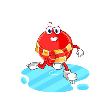 the power button ice skiing cartoon. character mascot vecto