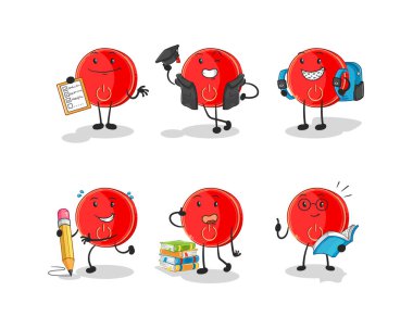 the power button education set character. cartoon mascot vecto