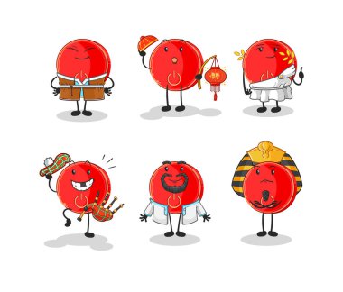 the power button world culture group. cartoon mascot vecto