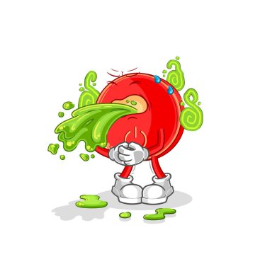 the power button throw up cartoon. cartoon mascot vecto