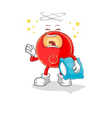 the power button yawn character. cartoon mascot vecto