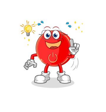 the power button got an idea cartoon. mascot vecto