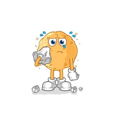 the sand ball cry with a tissue. cartoon mascot vecto