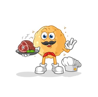 the sand ball chef with meat mascot. cartoon vecto