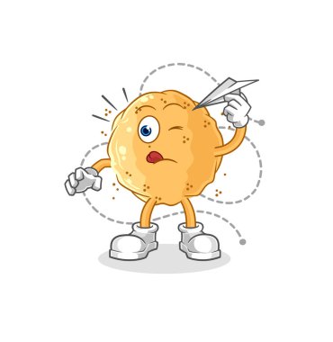 the sand ball with paper plane character. cartoon mascot vecto