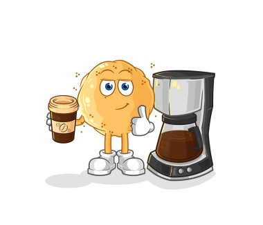 the sand ball drinking coffee illustration. character vecto