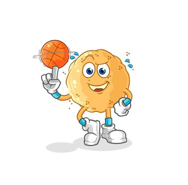 the sand ball playing basket ball mascot. cartoon vecto