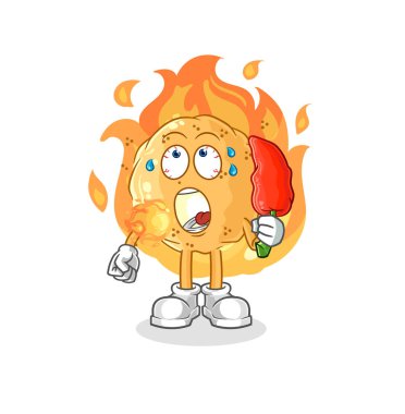 the sand ball eat hot chilie mascot. cartoon vecto