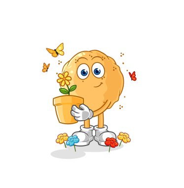 the sand ball with a flower pot. character vecto