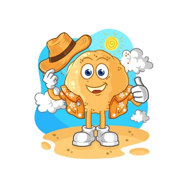 the sand ball go on vacation. cartoon mascot vecto