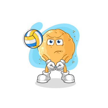 the sand ball play volleyball mascot. cartoon vecto