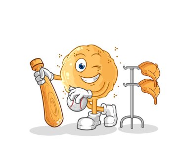 the sand ball playing baseball mascot. cartoon vecto