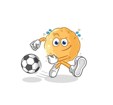 the sand ball kicking the ball cartoon. cartoon mascot vecto