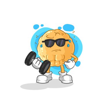 the sand ball lifting dumbbell vector. cartoon characte