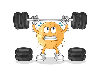 the sand ball lifting the barbell character. cartoon mascot vecto